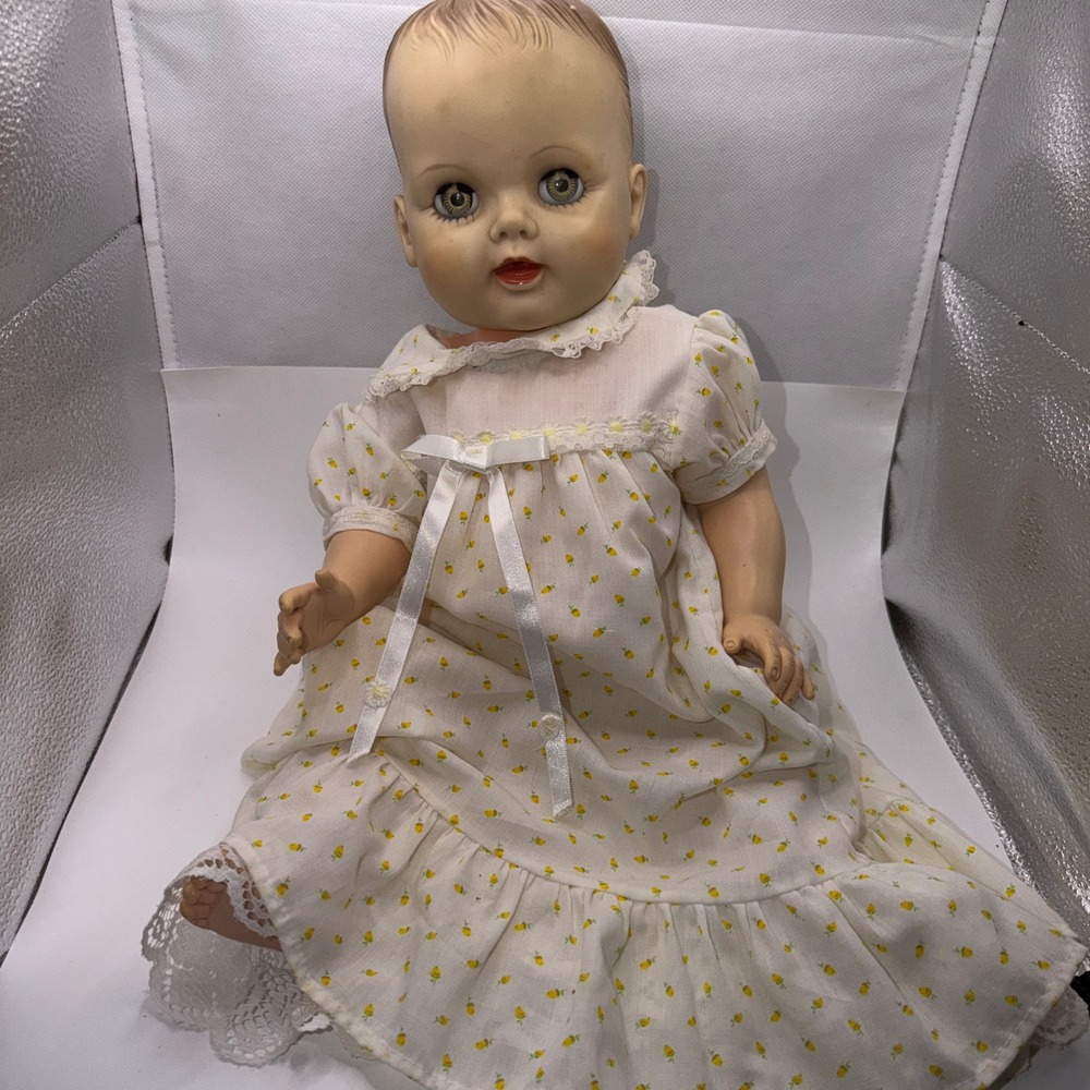 Vintage 1950s Drink & Wet Vinyl Baby Doll 20" Sleepy Eyes Molded Hair